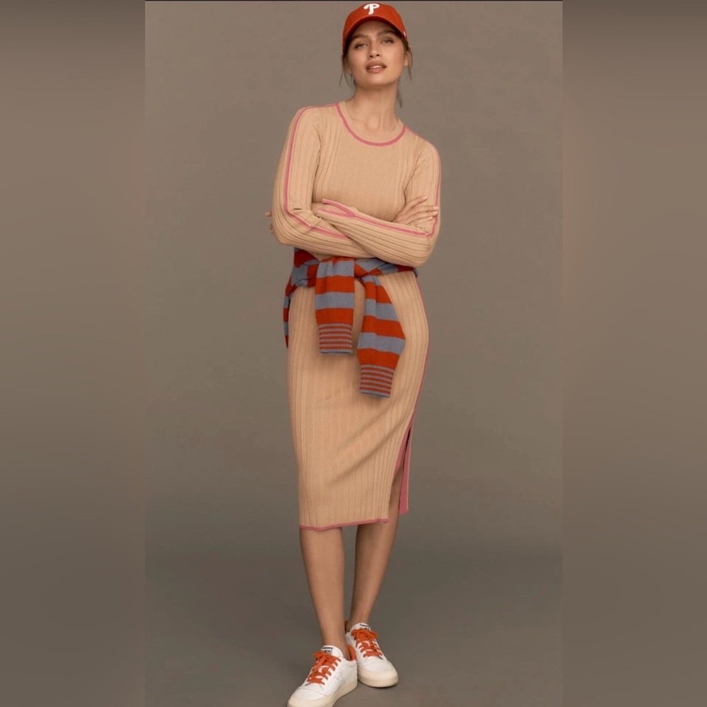 Daily‎ Practice Anthropologie Long-Sleeve Sporty Ribbed Sweater Dress Stylish